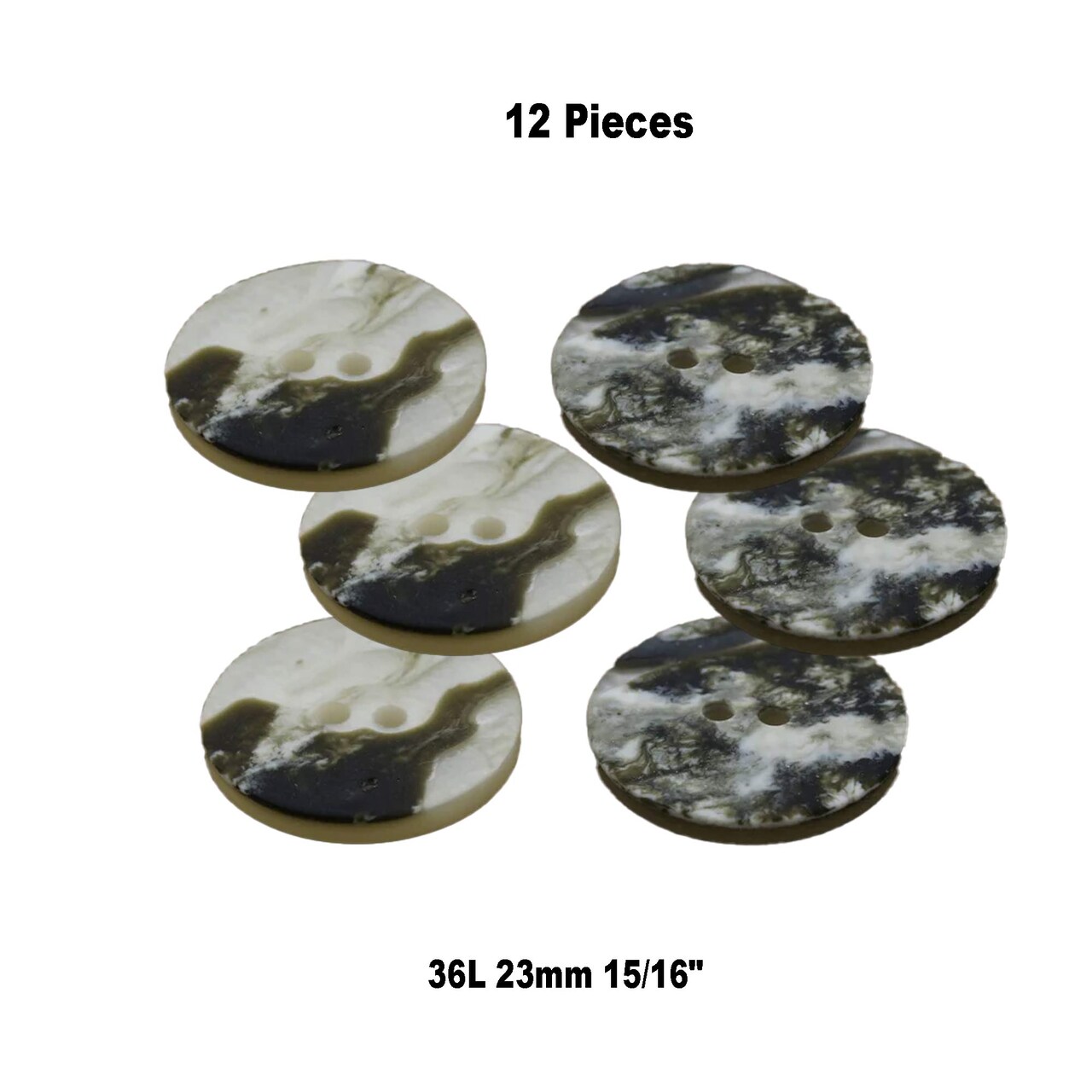 12 Pieces Olive Teal Shell Buttons 23mm 15/16", Faux Rusted Look, 2 Hole Plastic Sewing Buttons